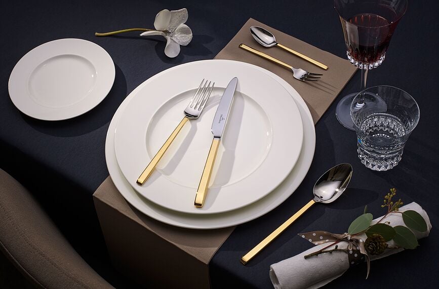 Juego de Cubiertos La Classica, parcialmente chapado en oro, Set de 30 piezas