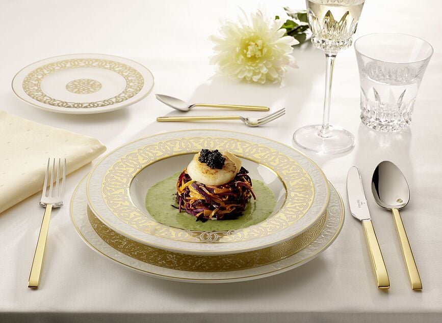 Juego de Cubiertos La Classica, parcialmente chapado en oro, Set de 30 piezas