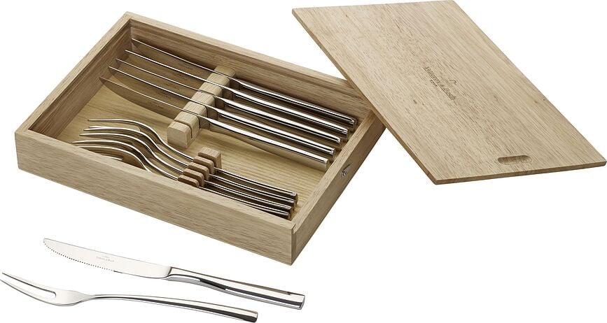 Juego de cubiertos para carne Piemont, con estuche de madera, Set de 12 piezas