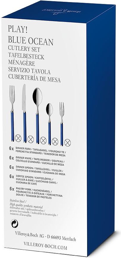 Juego de Cubiertos Play Blue Ocean, Set de 30 piezas