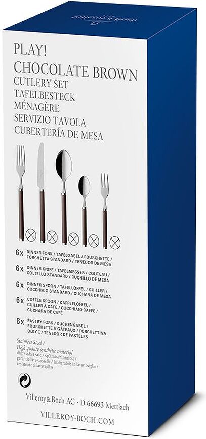 Juego de Cubiertos Play, marrón chocolate, Set de 30 piezas