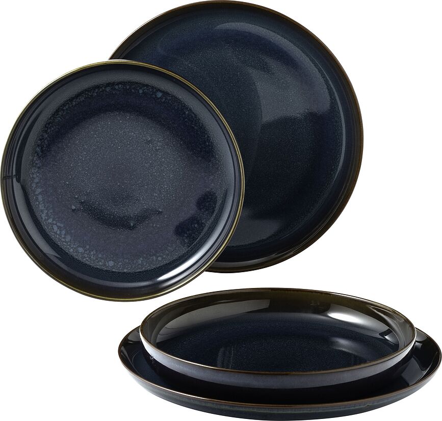 Juego de Platos Llanos y Hondos Crafted Denim, Set de 4 piezas