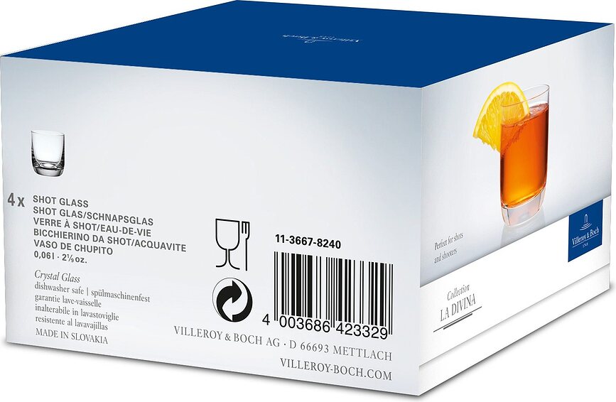 La Divina Kozarci za žganje, 60 ml, 4 kosi