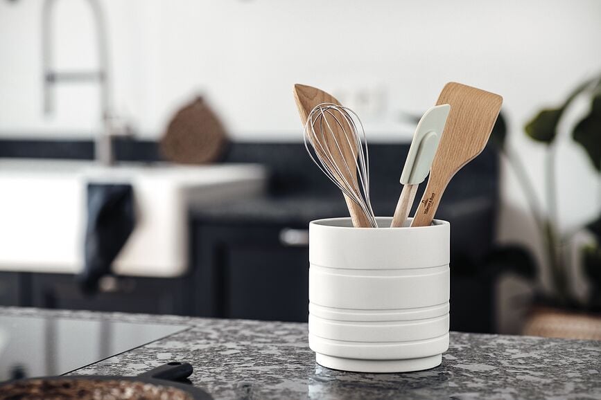 Maceta Decorativa It's My Home, efecto mineral, con diseño de hoja, 14 cm