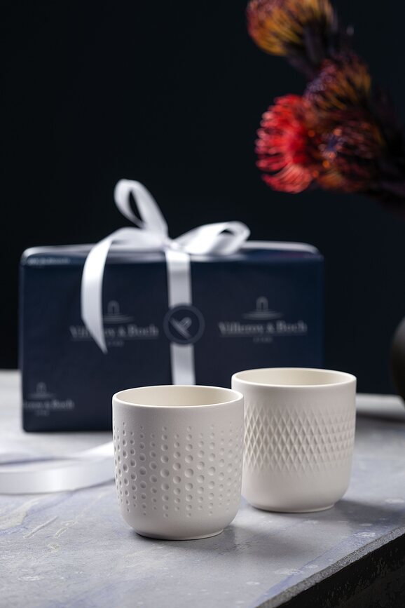 Manufacture Collier Blanc Tasses 290 ml, blanches, Lot de 2