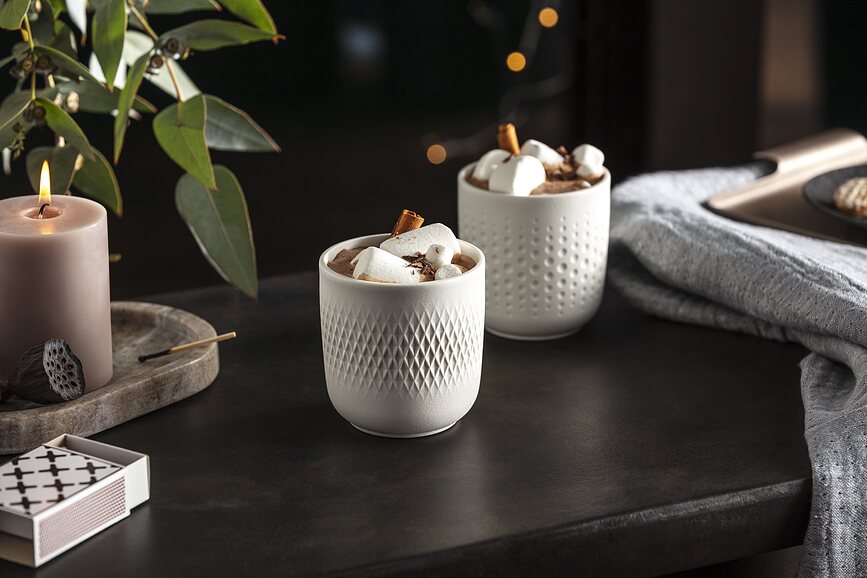 Manufacture Collier Blanc Tasses 290 ml, blanches, Lot de 2