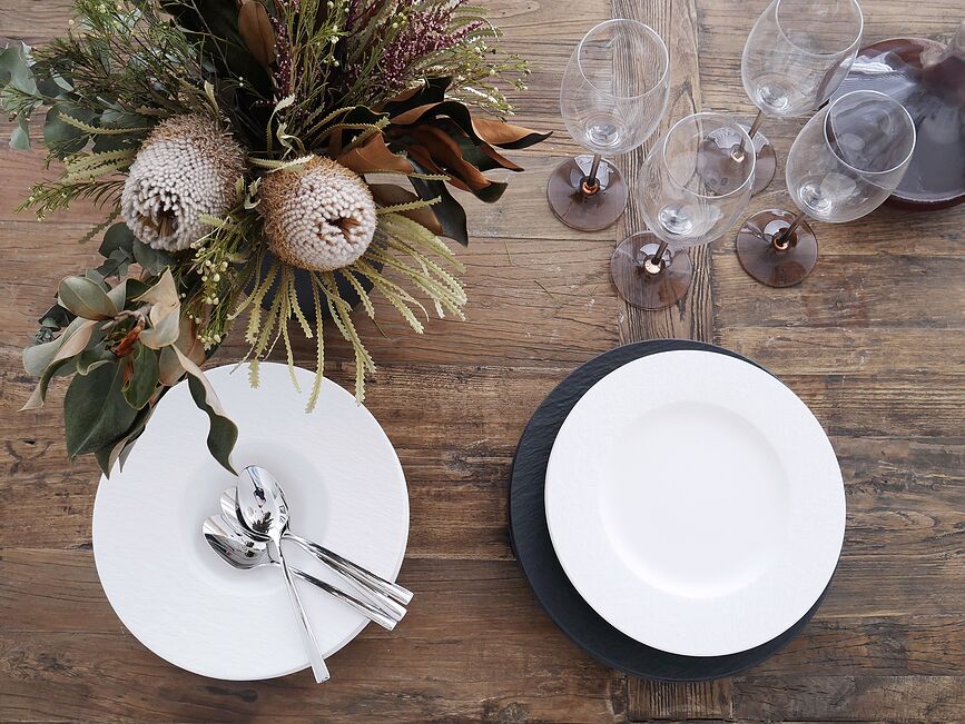 Manufacture Rock Blanc Assiette Plate avec dépression, 27 cm