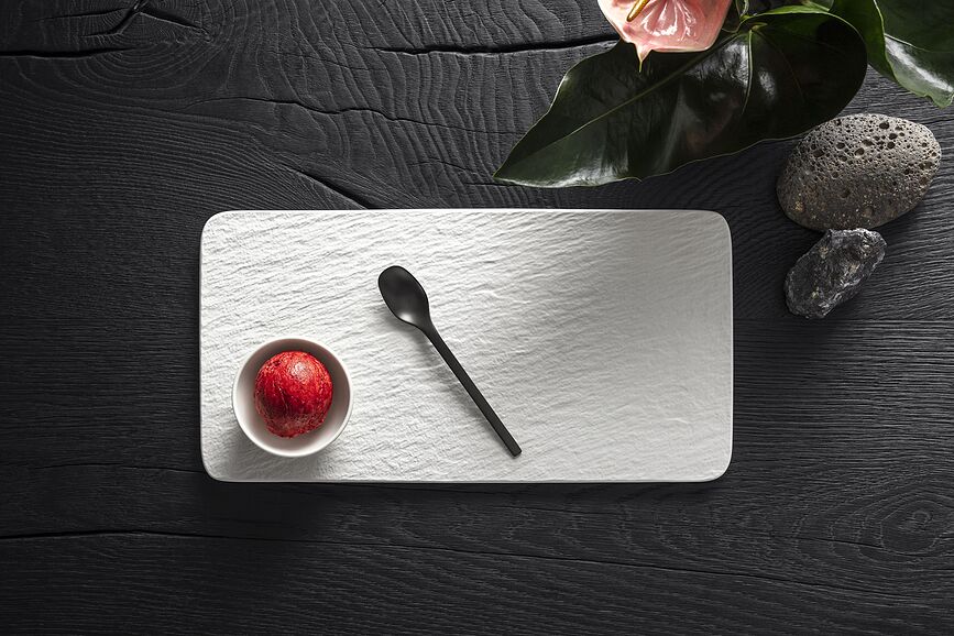 Manufacture Rock Blanc Plat de Service rectangulaire, 17 x 28 cm