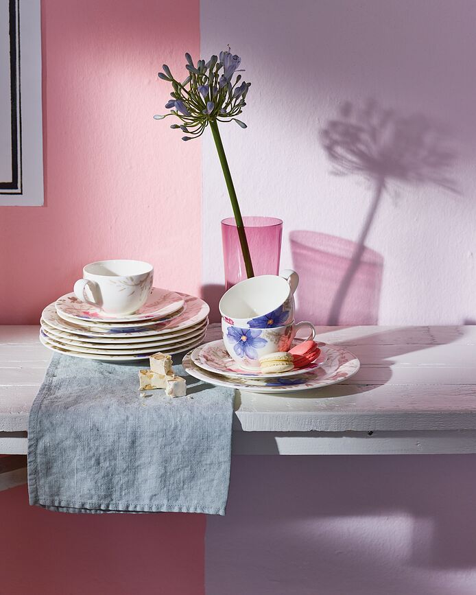 Mariefleur Gris Basic Assiette à Dessert à bordure décorée, 21 cm