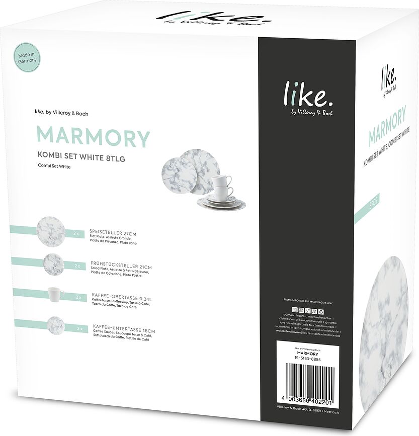 Marmory Jedilni set, bel, 8-delni