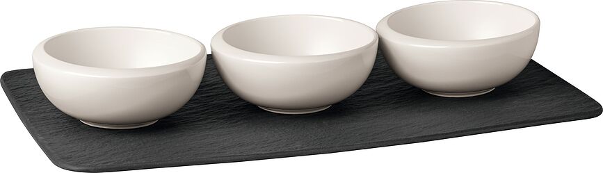 NewMoon Set de Bols à Sauce et à Dips avec plateau, Set 4 pièces