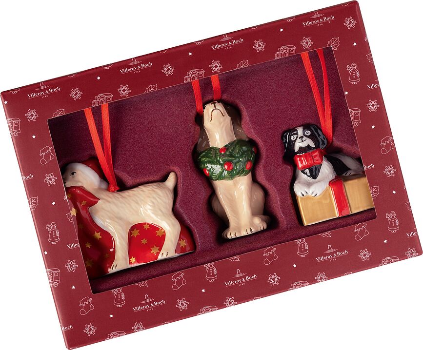 Nostalgic Ornaments Okraski za božično drevesce, psi, 3 kosi