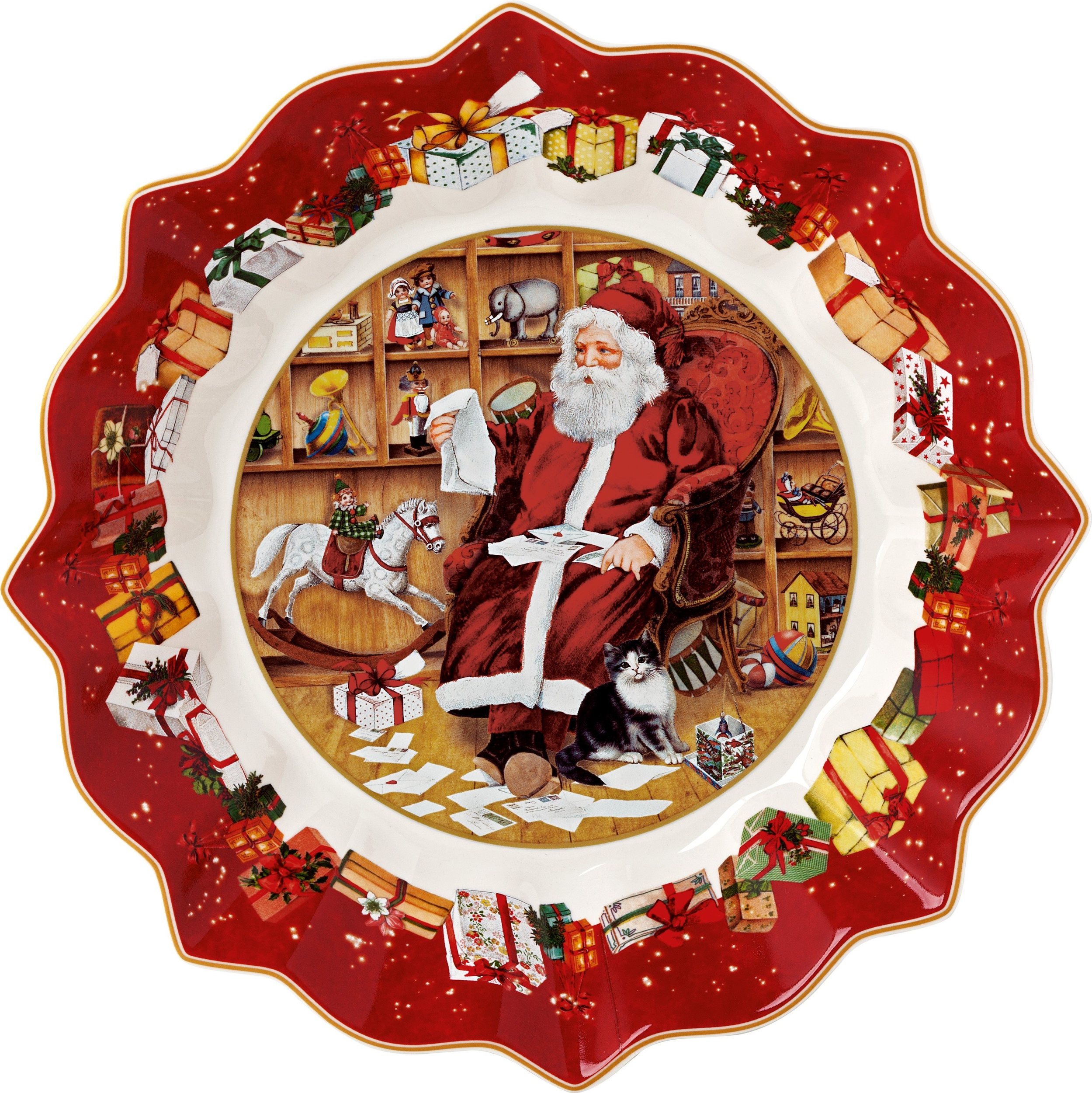Villeroy & Boch Toy's Fantasy Ciotolina Porcellana Premium - 16cm - Decoro Addobbi Albero Di Natale Rosso - Ideale Per Biscotti E Finger Food - Regalo Natalizio Elegante