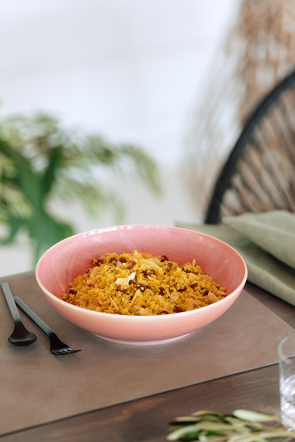 Perlemor Coral Bol plat, 26 cm