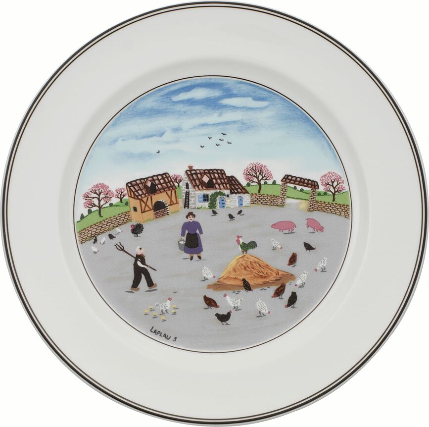 Piatto piano da pranzo Design Naif Poultry Farm 27 cm