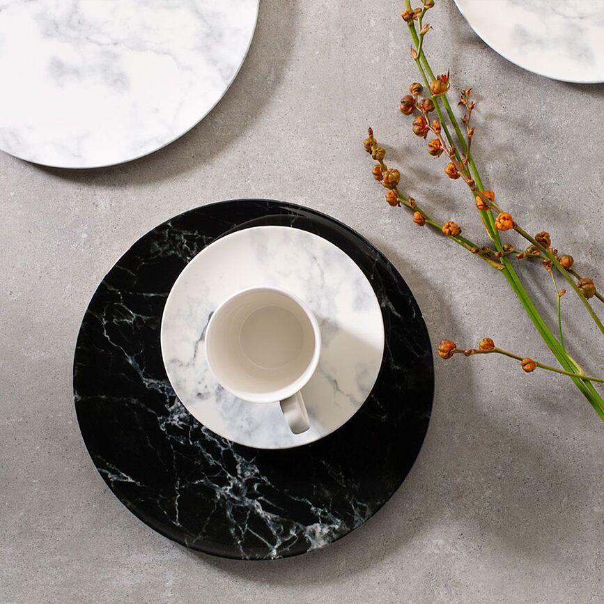 Platillo para taza de café Marmory, blanco