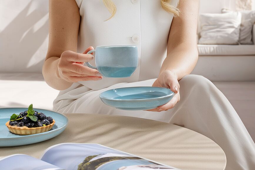 Platillo para taza de café Perlemor Aqua