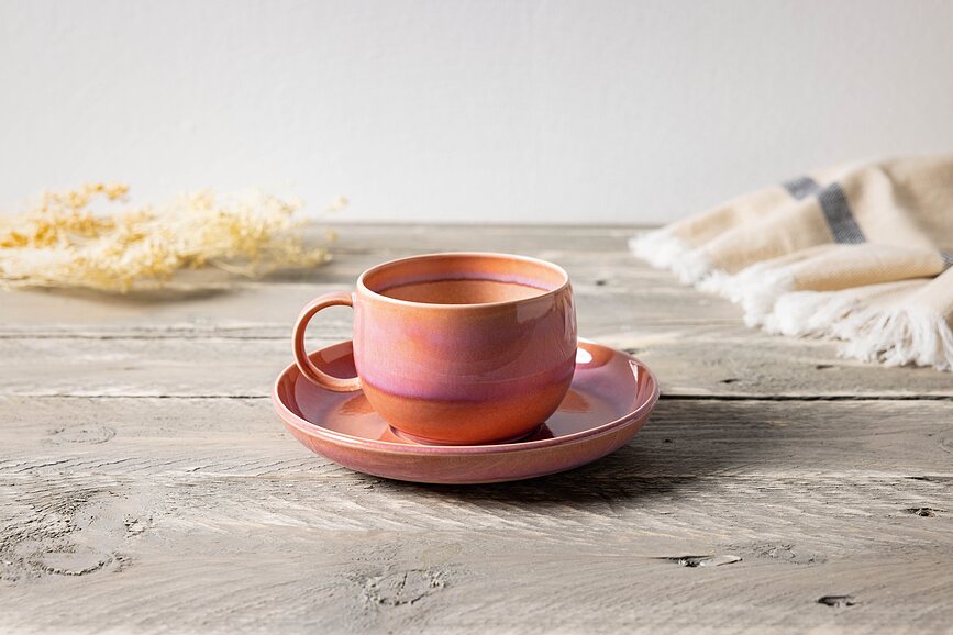 Platillo para taza de café Perlemor Coral