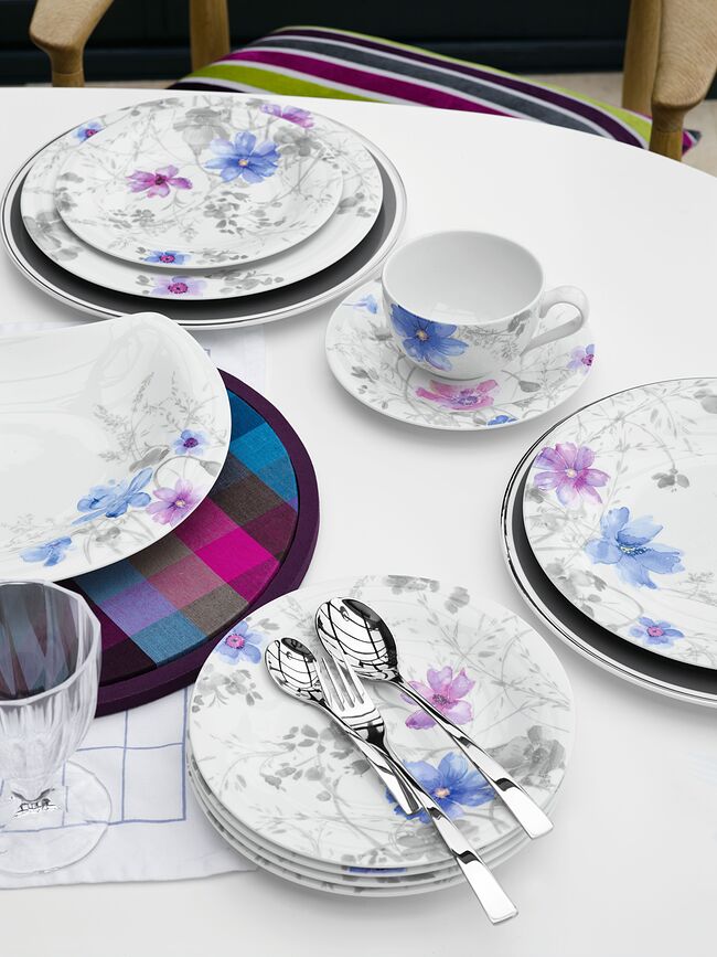 Plato de Desayuno Mariefleur Gris Basic, 21 cm, con diseño en el borde