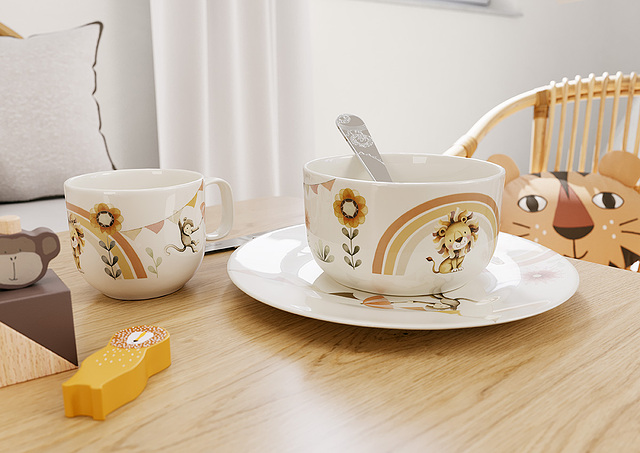 Roar like a Lion Baby-Geschirr mit Besteck 7 El