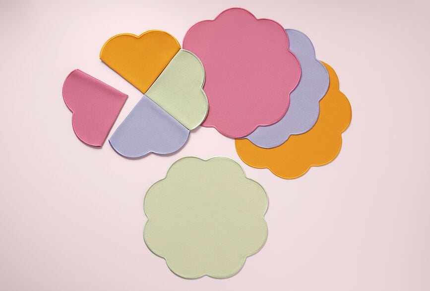 Serviettes en coton Fleur Vert 40 cm, lot de 2