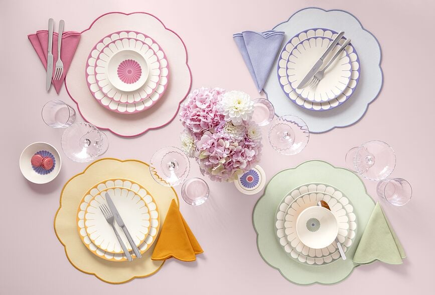 Serviettes en coton Fleur Vert 40 cm, lot de 2