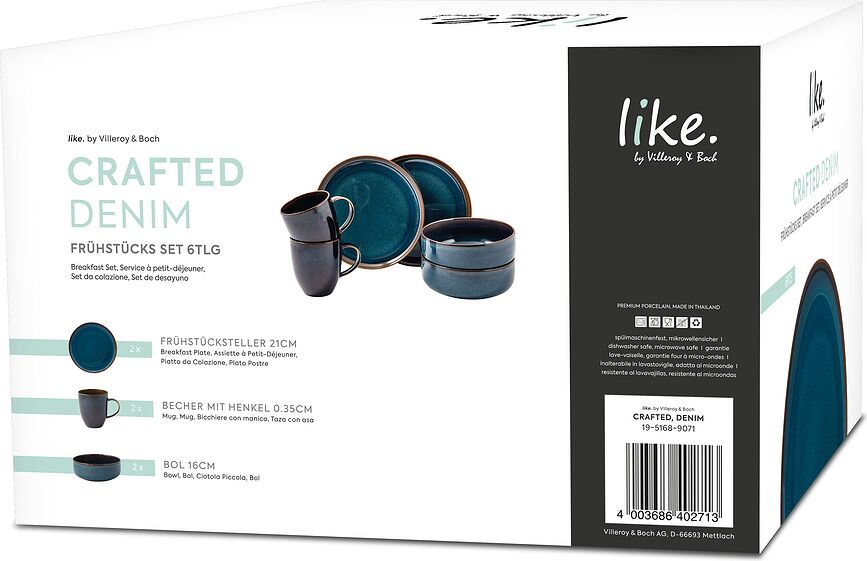 Set de Desayuno Crafted Denim, 6 piezas