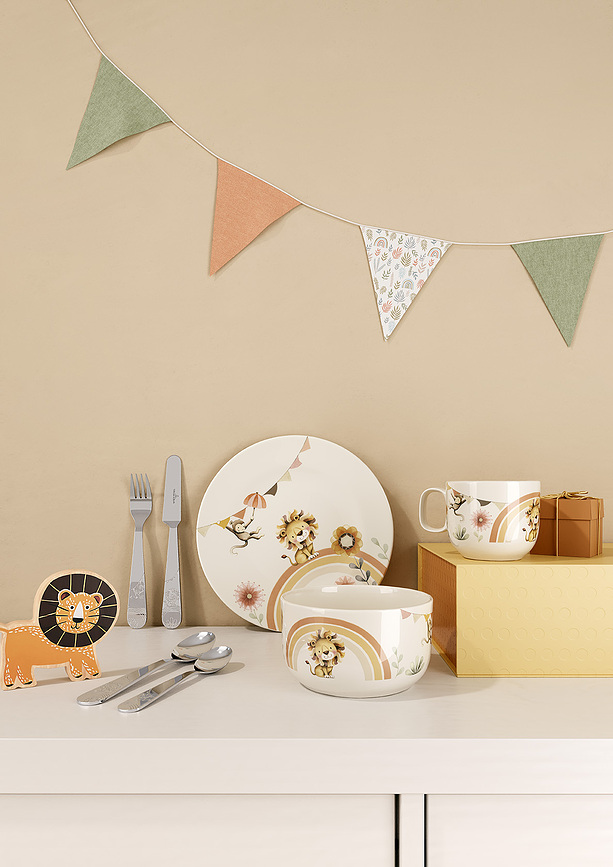 Set de Vajilla Infantil Roar like a Lion, con cubiertos, Set de 7 piezas