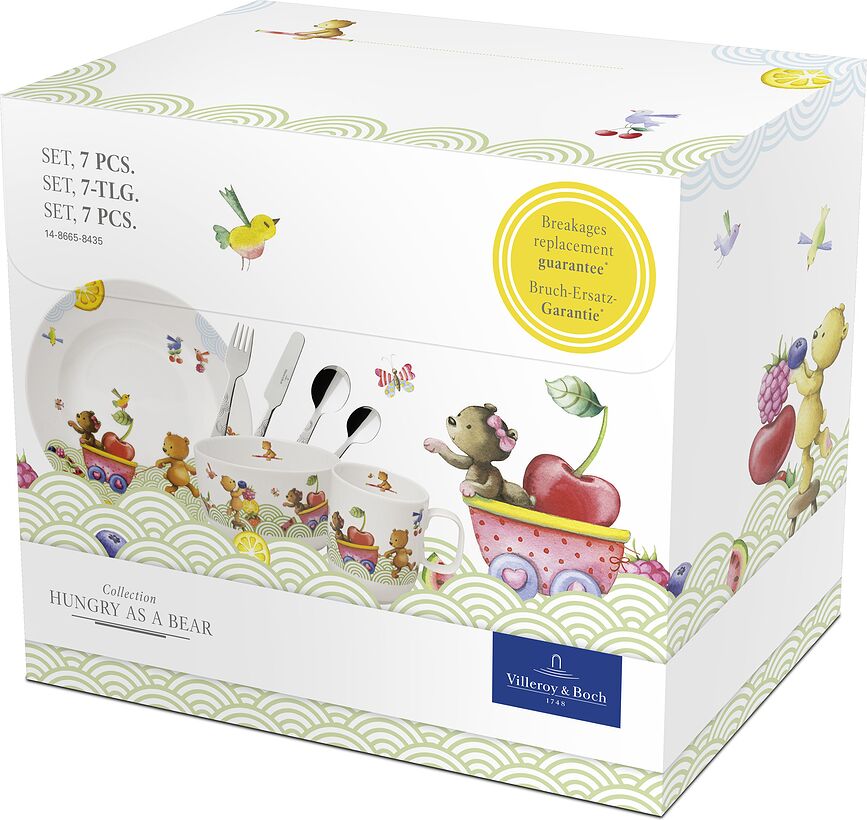 Set de Vajilla y Cubiertos infantil Hungry as a Bear, 7 piezas