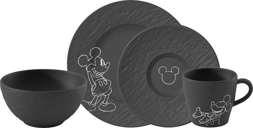 Set petit-déjeuner Manufacture Rock Mickey Mouse, noir, 4 pièces