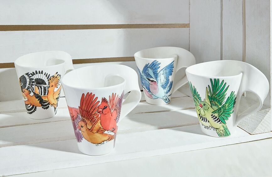 Taza NewWave Caffe Gift, 300 ml, diseño de mariposa verde