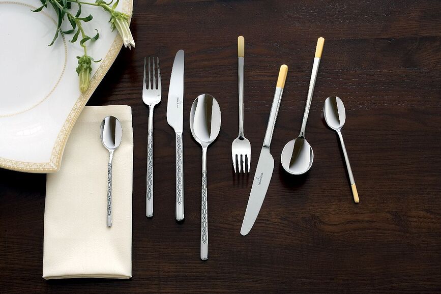 Tenedor de mesa parcialmente chapado en oro Ella