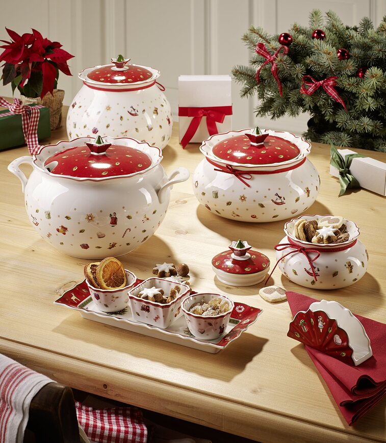 Toy's Delight Posodice za omake in pomake s pladnjem, 4-delni set