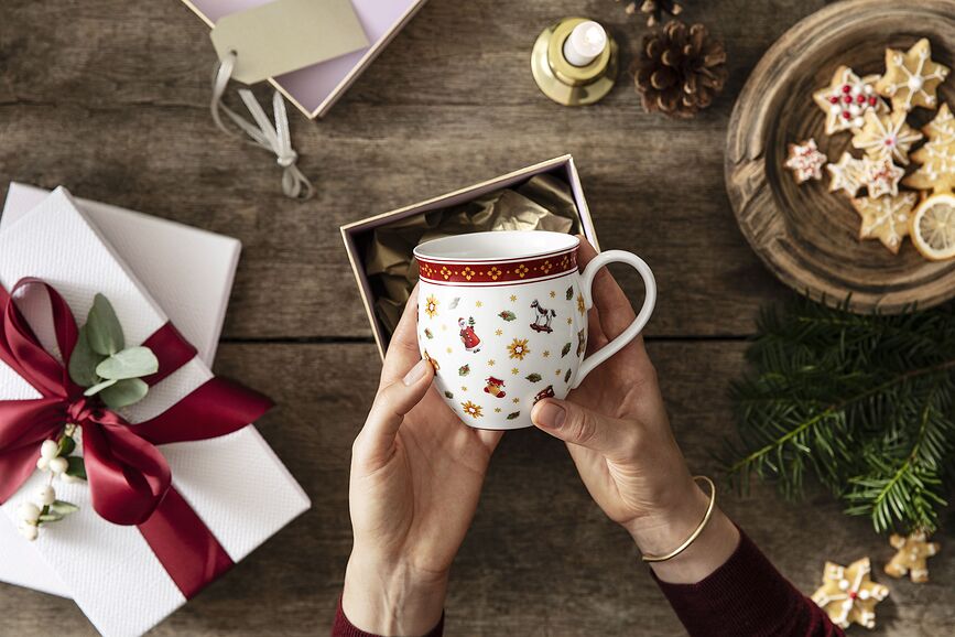 Toy's Delight Tasses à motifs de Noël, 340 ml, rouges, Lot de 2