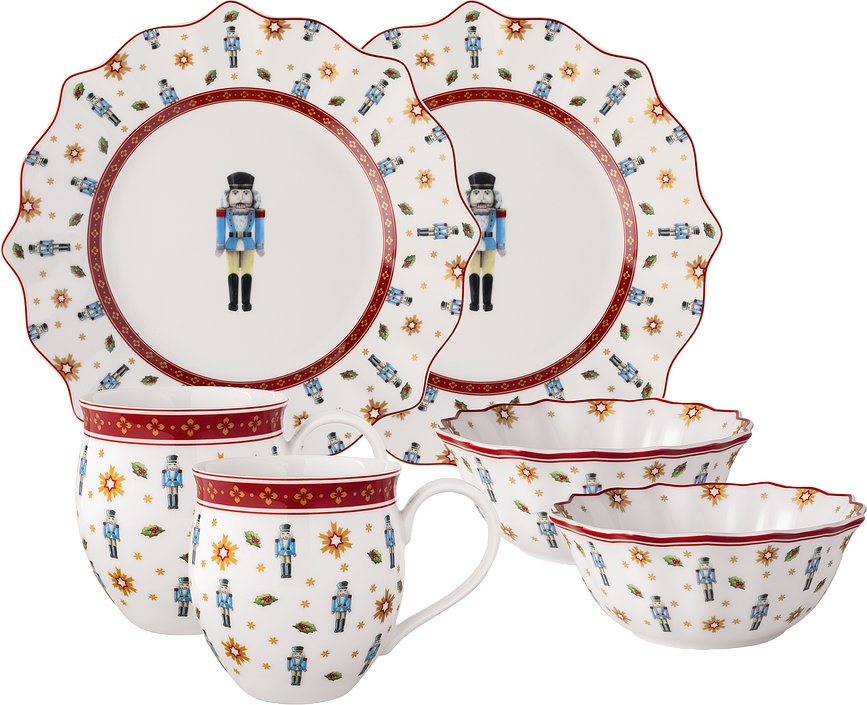 Toys Delight Σερβίτσιο Φαγητού, για 2 άτομα, σχέδιο Καρυοθραύστη, Σετ 6 τεμαχίων
