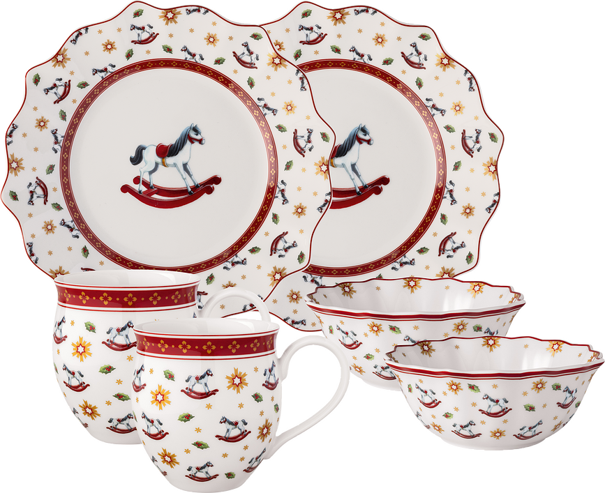 Toys Delight Servis za 2 osebi, gugalni konjiček, 6-delni set