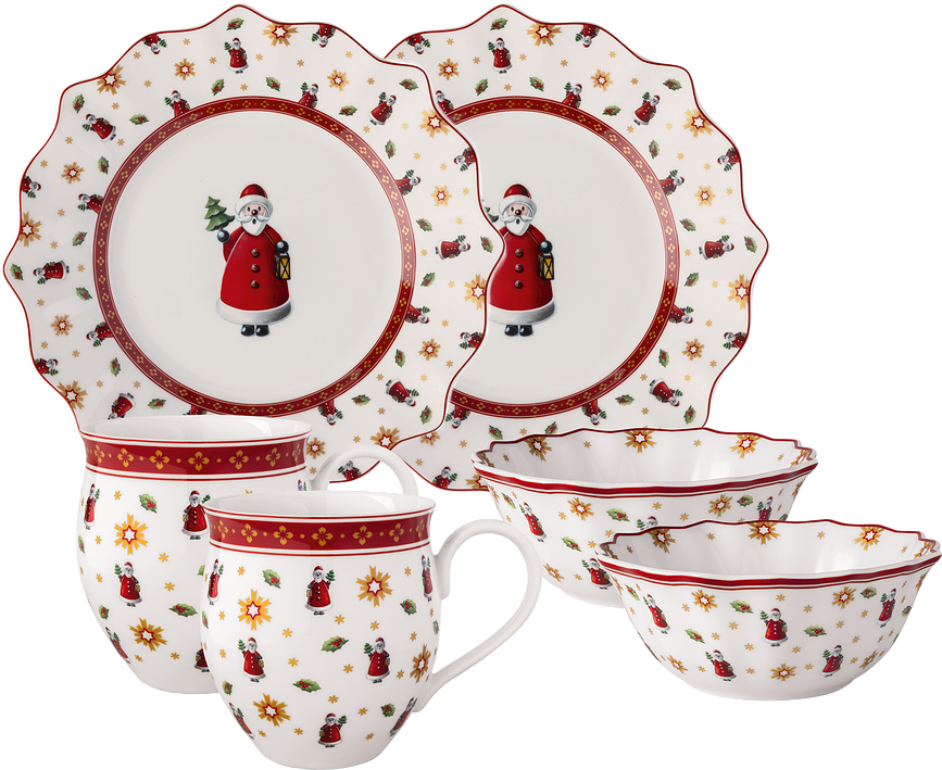 Toys Delight Σετ Φαγητού για 2 άτομα, σχέδιο Άγιος Βασίλης, 6 τμχ
