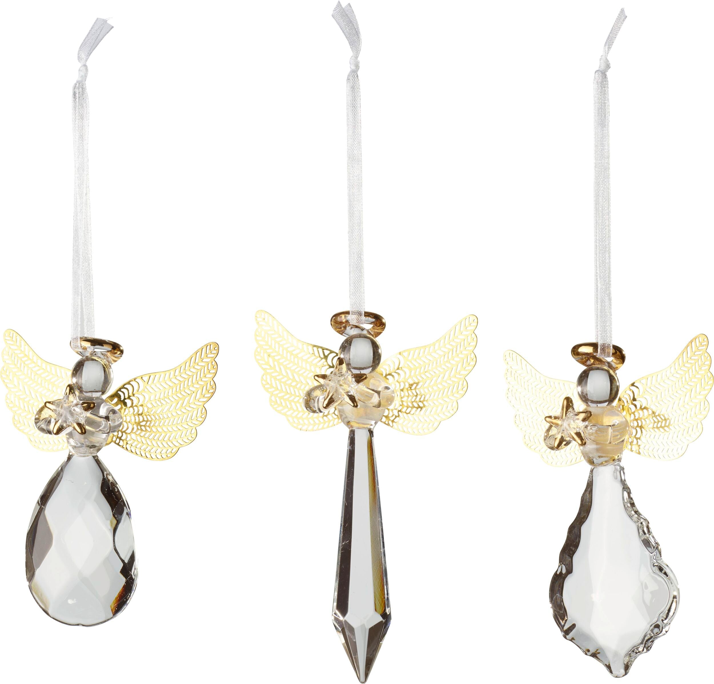 Weihnachtschmuck Winter Collage Accessoires Christbaumschmuck Engel Aus Glas 3 St.