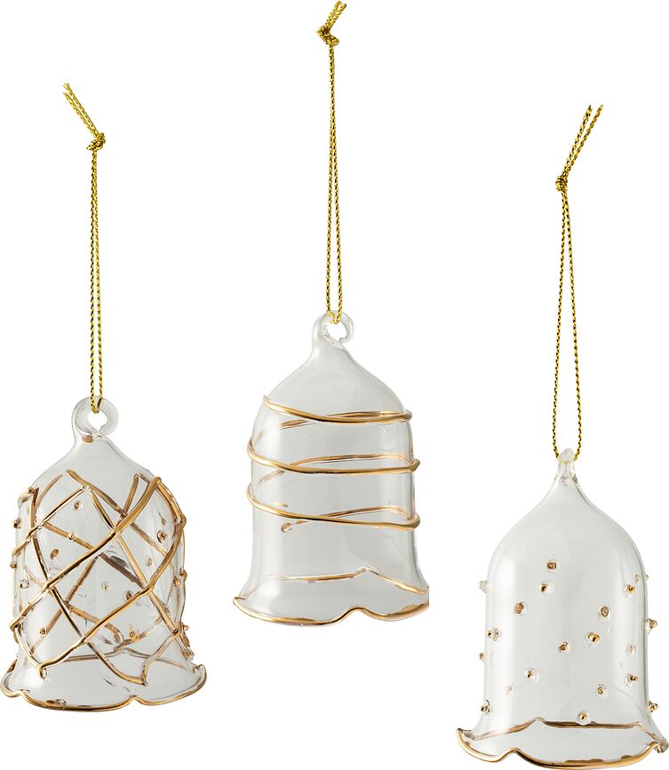 Winter Collage Accessoires Zvončki za jelko, stekleni, 3 kosi