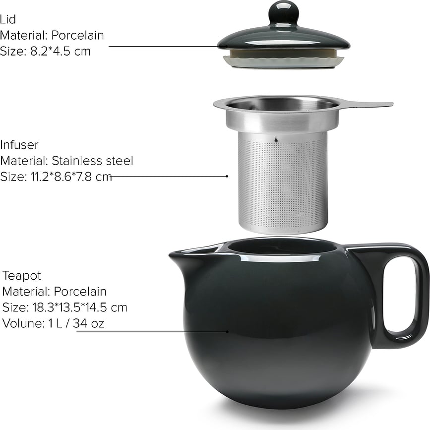 Tetera Jaimi con infusor, verde oscuro