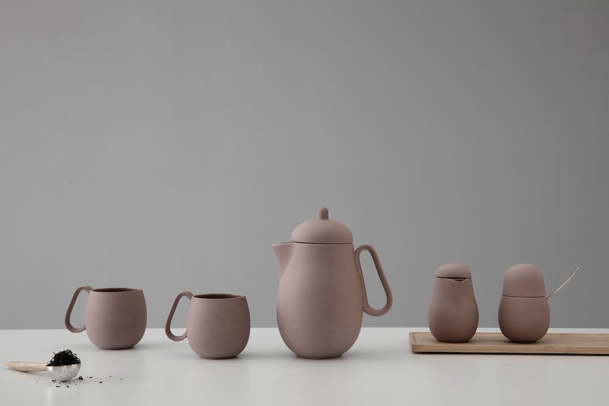 Juego de té Nina, verde empolvado, Set de 3 piezas