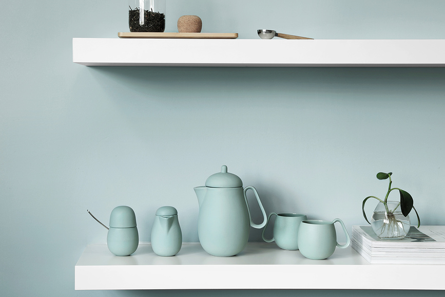 Juego de té Nina, verde empolvado, Set de 3 piezas