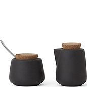 Nicola Creamer and sugar bowl set anthracite with a spoon