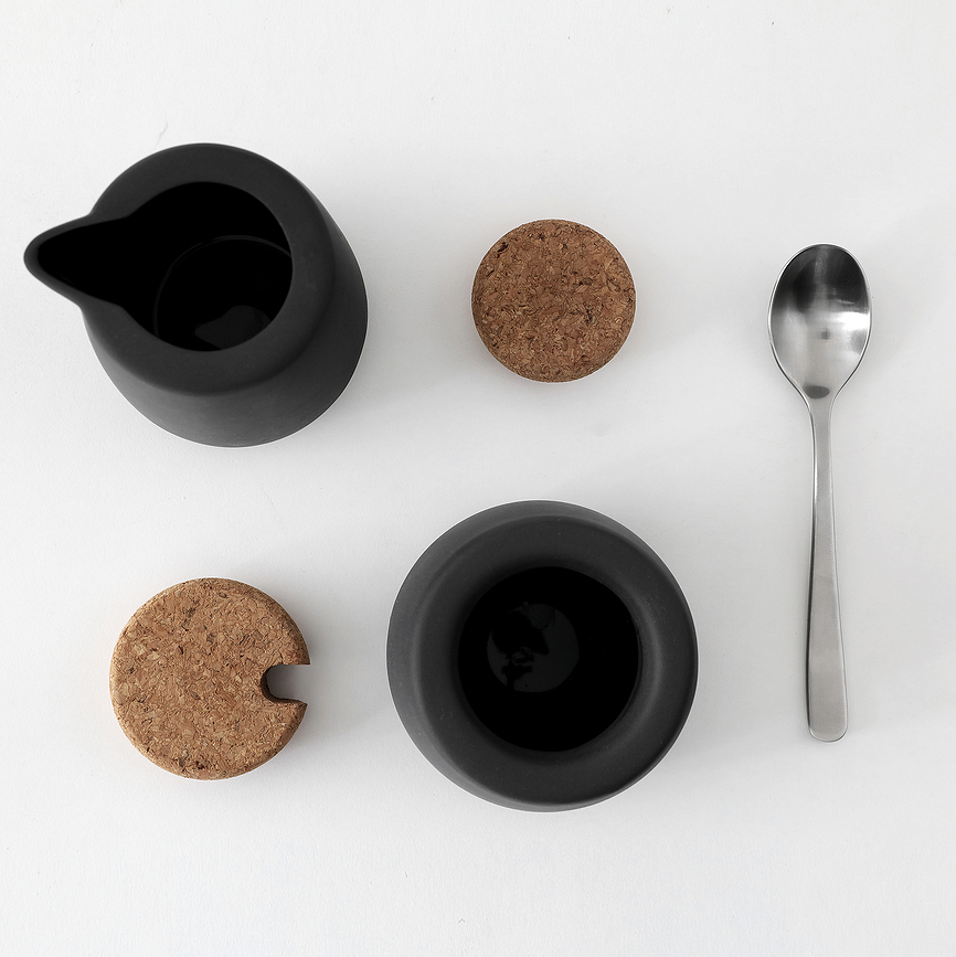 Nicola Set Laitier et Sucrier avec cuillère, anthracite