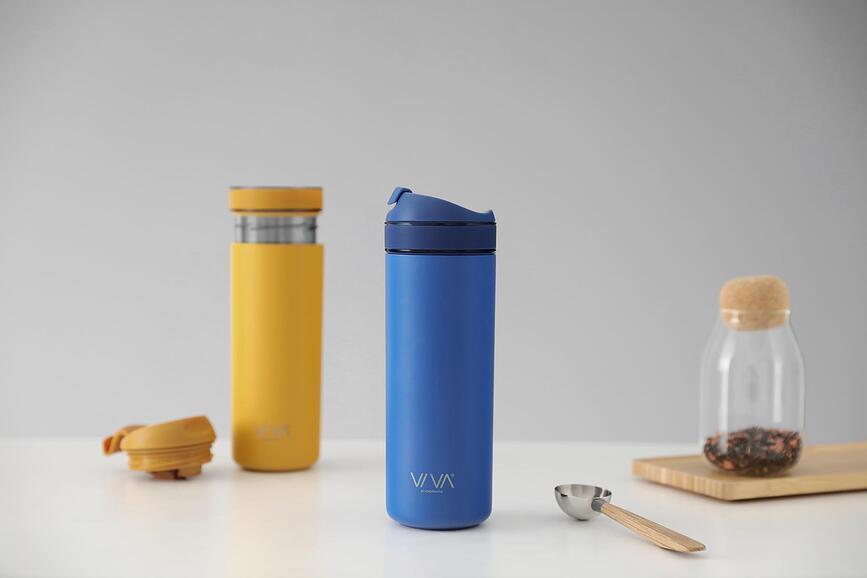 Taza térmica con infusor Recharge Anytime, mostaza