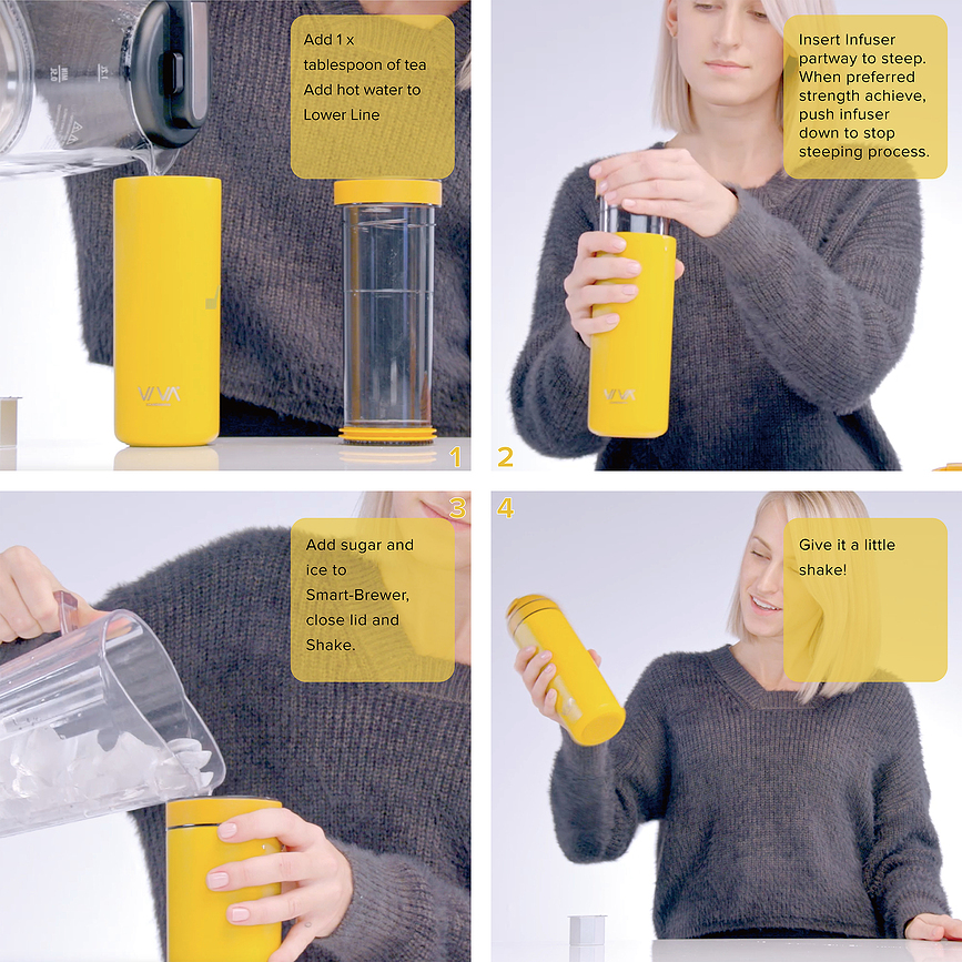 Taza térmica con infusor Recharge Anytime, mostaza