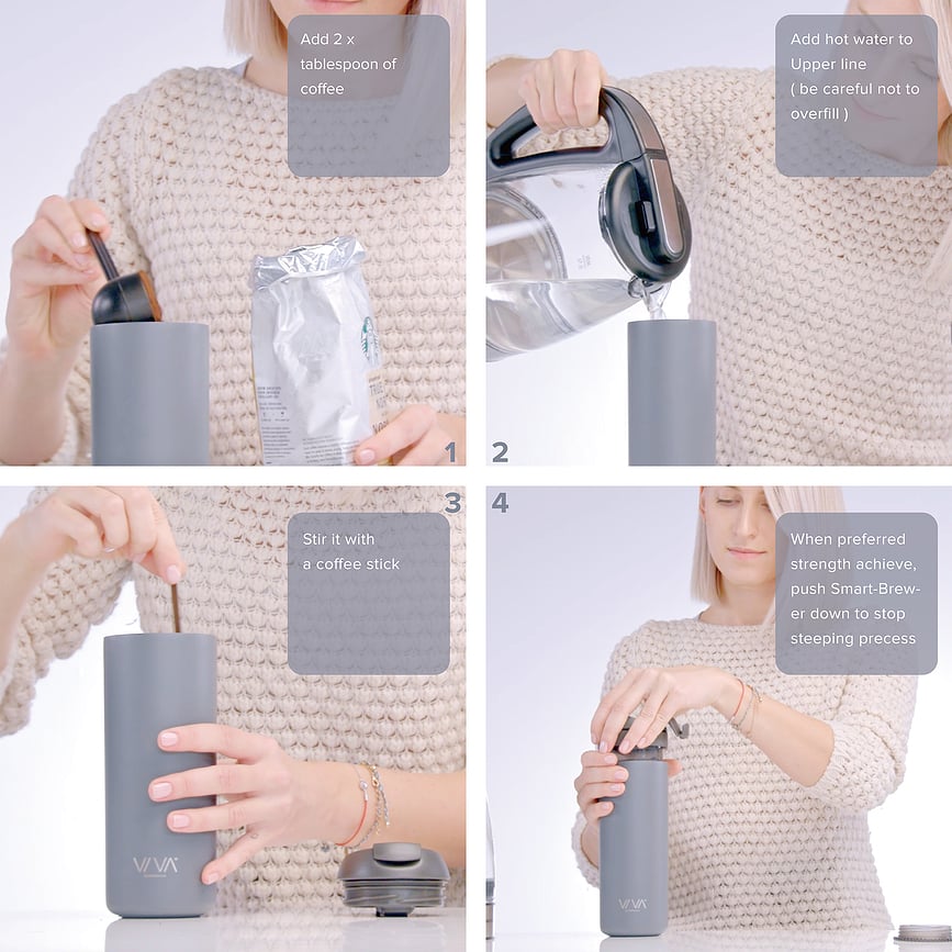 Taza térmica con infusor Recharge Anytime, mostaza