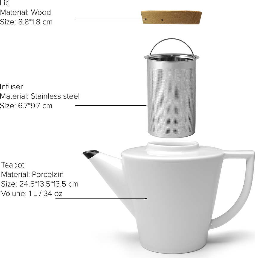 Tetera infusora Anytime, con tapa de madera, 1 L