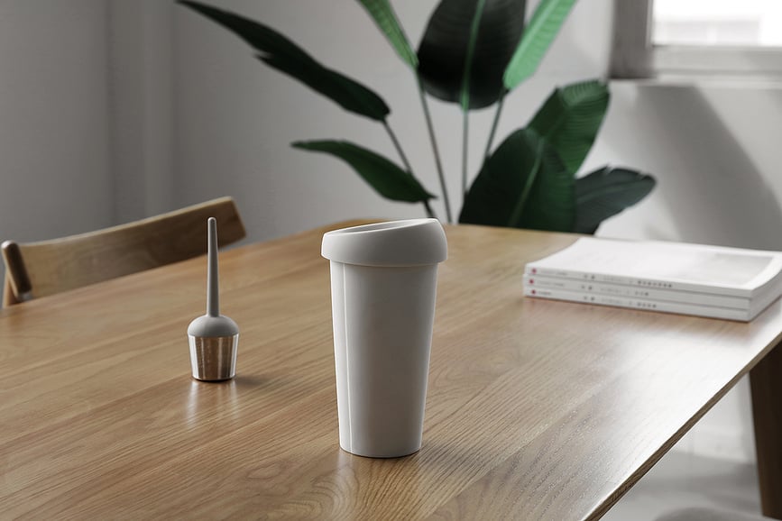 Vaso con boquilla Anytime Emma, blanco