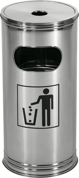 Mülleimer 15 l Stahl mit Aschenbecher